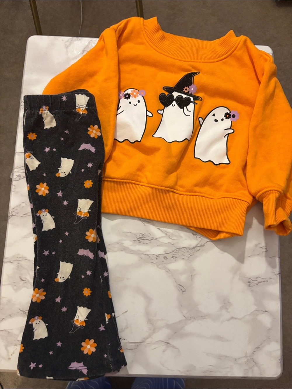 jumping beans Orange Ghost Sweatshirt with Black Ghost Print Leggings